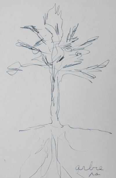 Denis DE ROUGEMONT : L'arbre bas, Autographe et dessin original signé