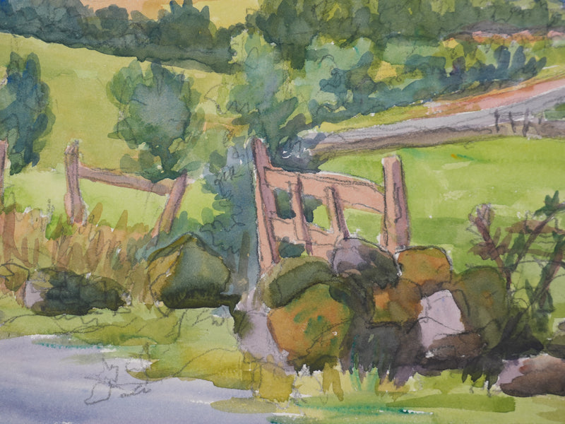 Salomon Alfred BOISECQ : Cloître dans le Cantal, Aquarelle originale signée