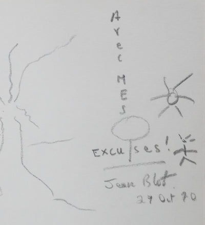 Jean BLOT : L'arbre en plein soleil, Autographe et dessin original signé