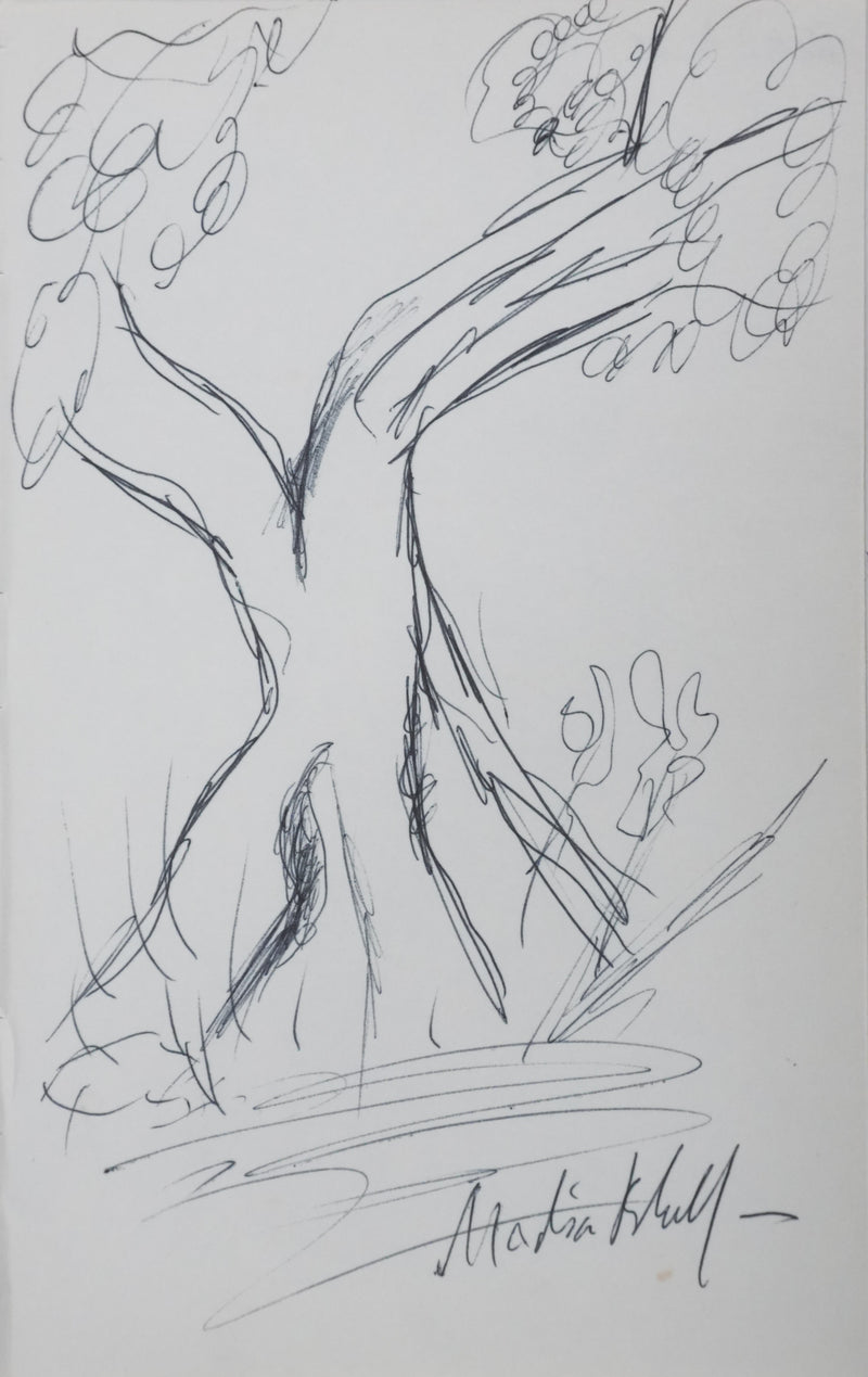 Nadia BLOCH : La silhouette sombre, Autographe et dessin original signé