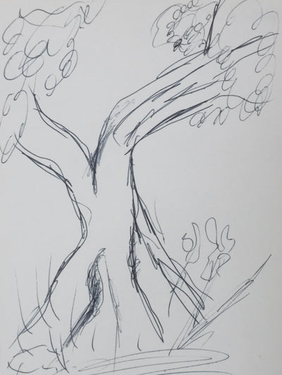 Nadia BLOCH : La silhouette sombre, Autographe et dessin original signé