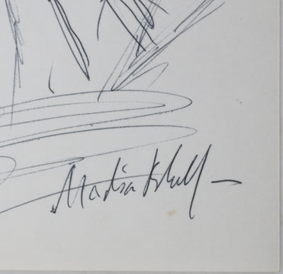 Nadia BLOCH : La silhouette sombre, Autographe et dessin original signé