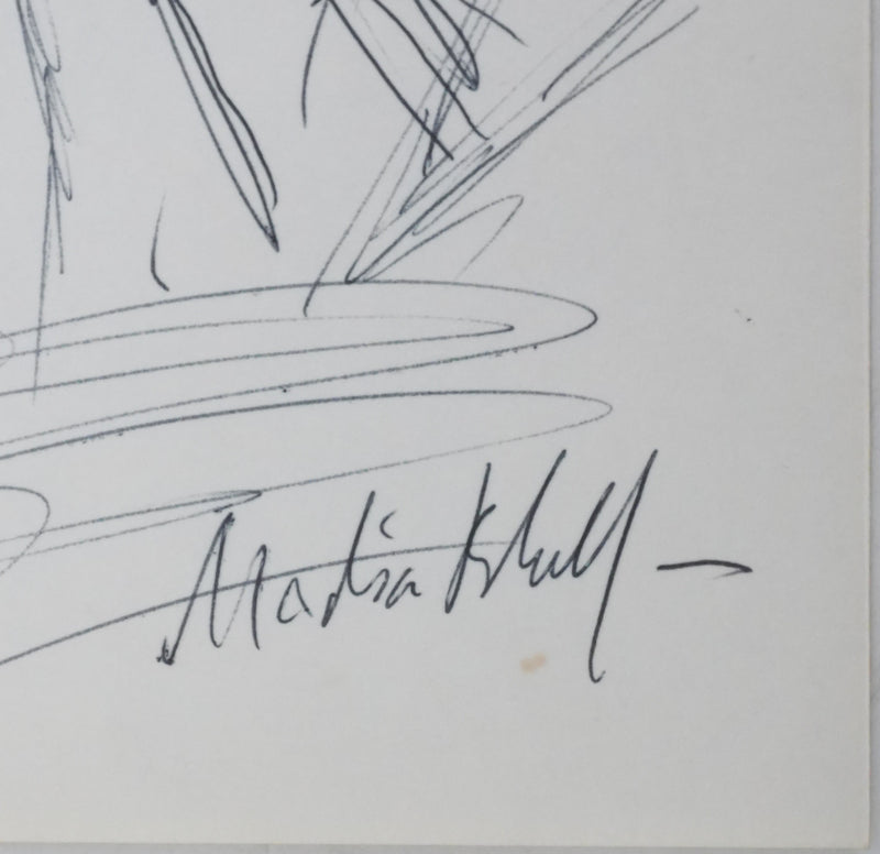 Nadia BLOCH : La silhouette sombre, Autographe et dessin original signé