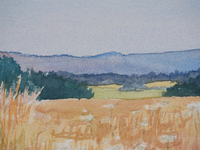 Salomon Alfred BOISECQ : Champs fleuris de Fayence, Aquarelle originale signée