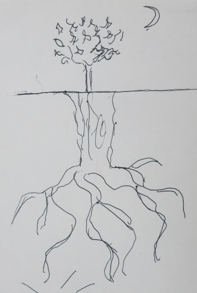 Emmanuel PEREIRE : Le soleil sous l'arbre, Autographe et dessin original signé