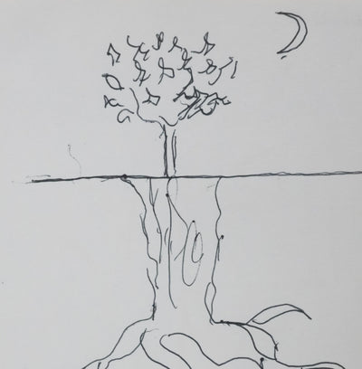 Emmanuel PEREIRE : Le soleil sous l'arbre, Autographe et dessin original signé