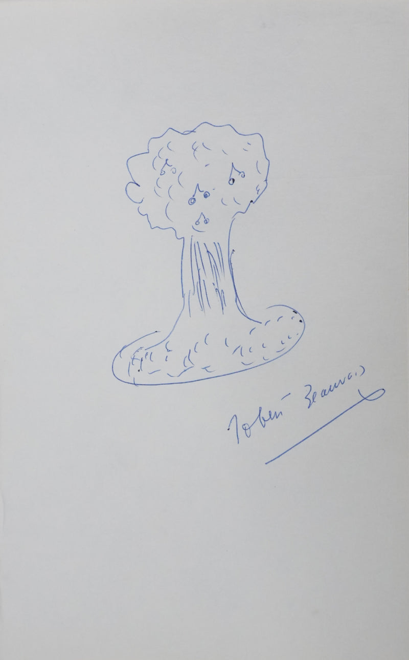 Robert BEAUVAIS : Le cerisier, Autographe et dessin original signé