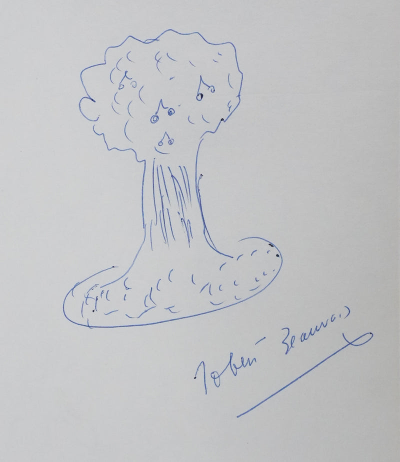 Robert BEAUVAIS : Le cerisier, Autographe et dessin original signé