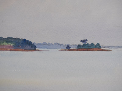 Salomon Alfred BOISECQ : Petite plage en Bretagne, Aquarelle originale signée