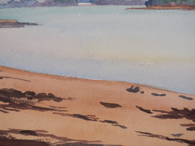 Salomon Alfred BOISECQ : Petite plage en Bretagne, Aquarelle originale signée
