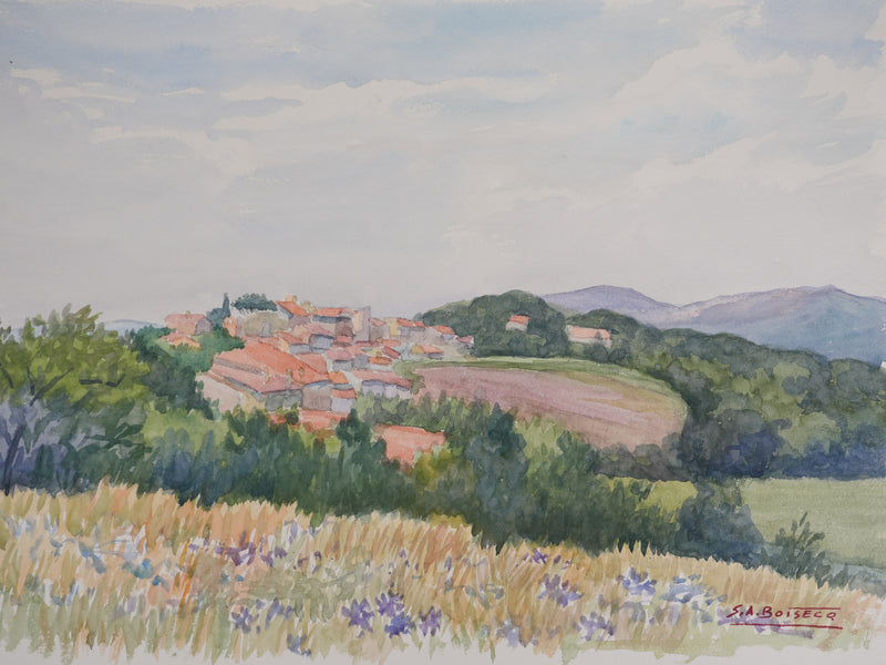 Salomon Alfred BOISECQ : Vue sur les toits provençaux, Aquarelle originale (photo de détail 2) - Crédit photo : Galerie Art.Paris
