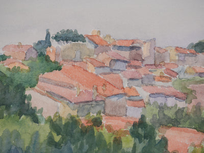 Salomon Alfred BOISECQ : Vue sur les toits provençaux, Aquarelle originale (photo de détail 5) - Crédit photo : Galerie Art.Paris