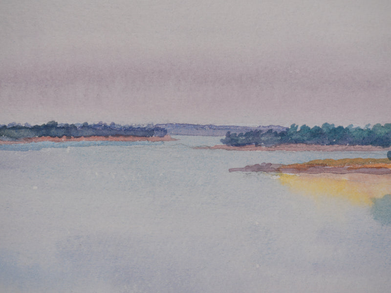 Salomon Alfred BOISECQ : Paysage automnal, Aquarelle originale signée
