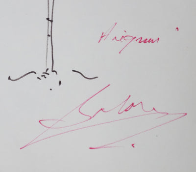 Raoul SALAN : Les fruits rouges de l'arbre, Autographe et dessin original signé