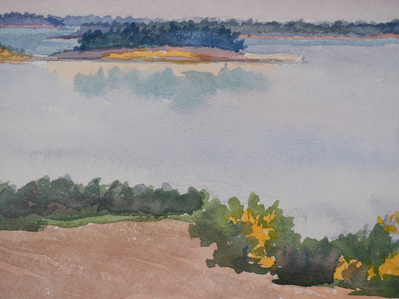 Salomon Alfred BOISECQ : Paysage automnal, Aquarelle originale signée