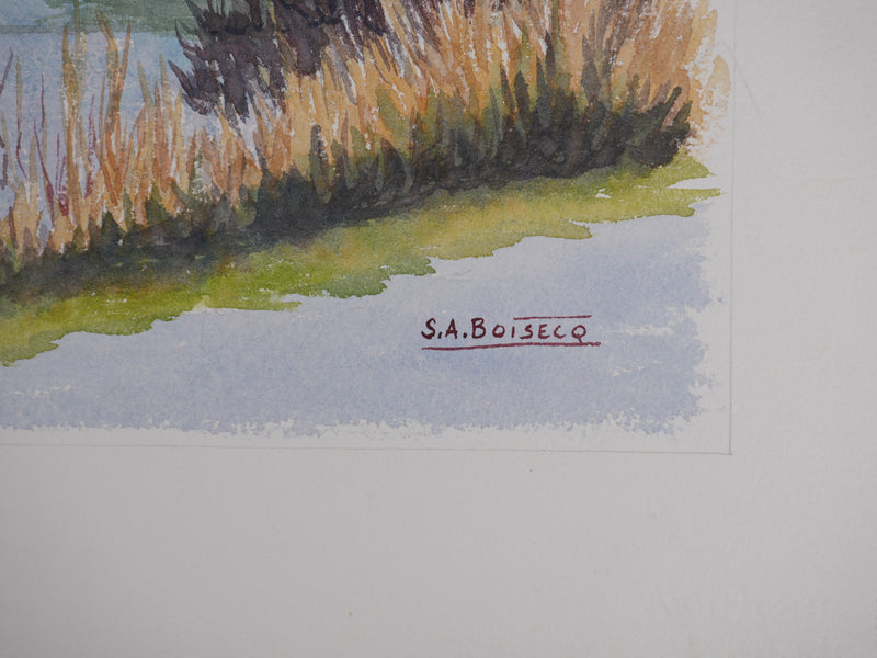 Salomon Alfred BOISECQ : Les environs de Batz, Aquarelle originale signée