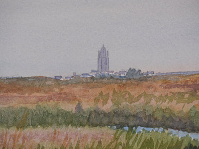 Salomon Alfred BOISECQ : Les environs de Batz, Aquarelle originale signée