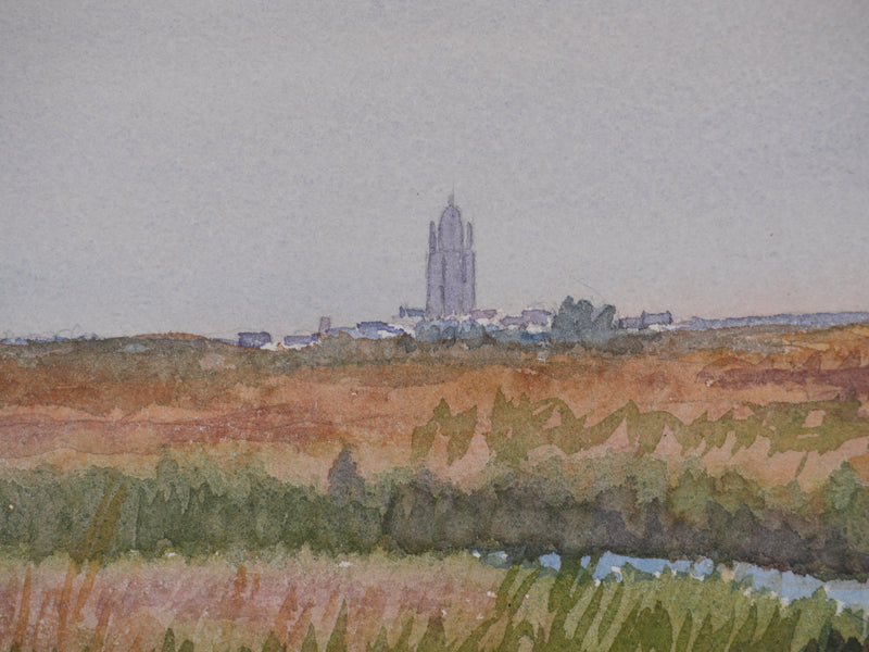 Salomon Alfred BOISECQ : Les environs de Batz, Aquarelle originale signée