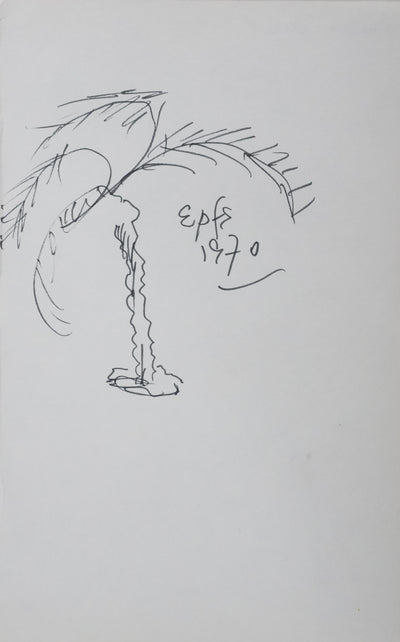 Lawrence DURRELL : Le palmier noir, Autographe et dessin original signé