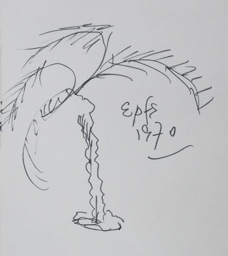 Lawrence DURRELL : Le palmier noir, Autographe et dessin original signé