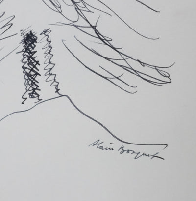 Alain BOSQUET : Le sombre sapin, Autographe et dessin original signé