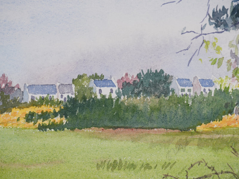 Salomon Alfred BOISECQ : Champs en Bretagne, Aquarelle originale signée