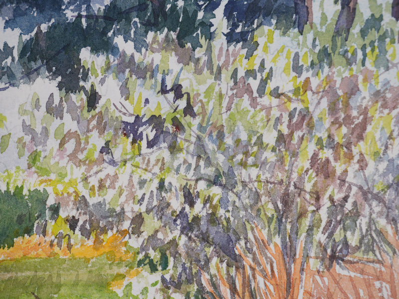 Salomon Alfred BOISECQ : Champs en Bretagne, Aquarelle originale signée