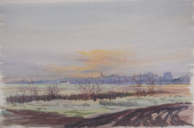 Salomon Alfred BOISECQ : L'hiver dans le Morbihan, Aquarelle originale signée