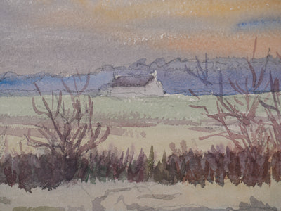 Salomon Alfred BOISECQ : L'hiver dans le Morbihan, Aquarelle originale signée