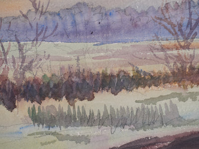 Salomon Alfred BOISECQ : L'hiver dans le Morbihan, Aquarelle originale signée