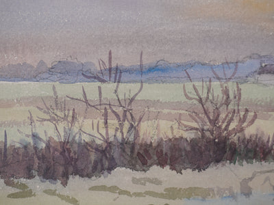 Salomon Alfred BOISECQ : L'hiver dans le Morbihan, Aquarelle originale signée