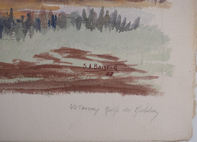 Salomon Alfred BOISECQ : Le Golfe du Morbihan en automne, Aquarelle originale signée