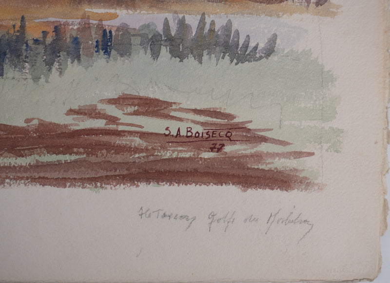 Salomon Alfred BOISECQ : Le Golfe du Morbihan en automne, Aquarelle originale signée