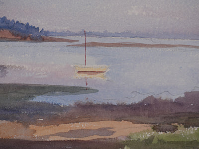Salomon Alfred BOISECQ : Le Golfe du Morbihan en automne, Aquarelle originale signée