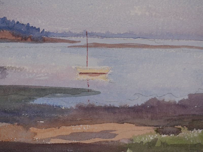 Salomon Alfred BOISECQ : Le Golfe du Morbihan en automne, Aquarelle originale signée
