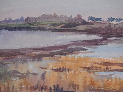 Salomon Alfred BOISECQ : Le Golfe du Morbihan en automne, Aquarelle originale signée