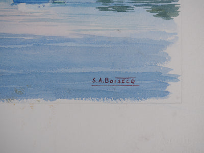 Salomon Alfred BOISECQ : Les petits bateaux de pêche, Aquarelle originale signée