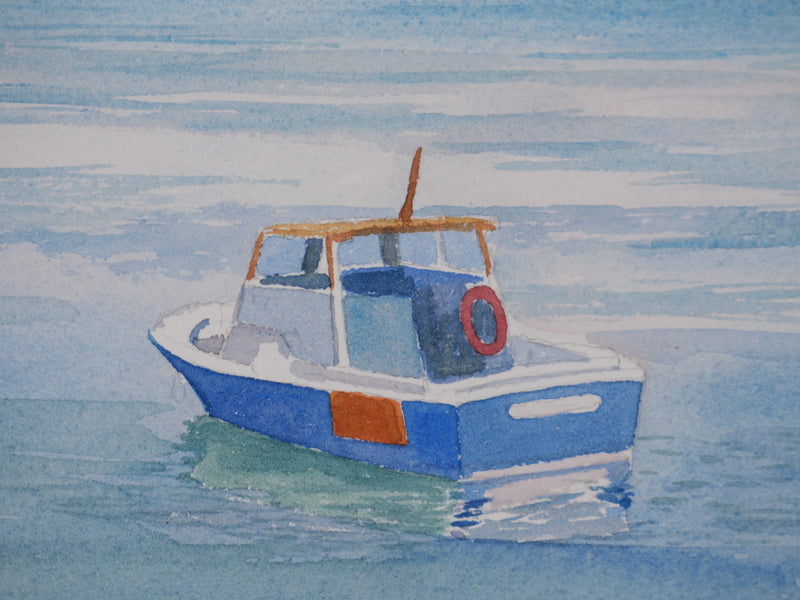 Salomon Alfred BOISECQ : Les petits bateaux de pêche, Aquarelle originale signée