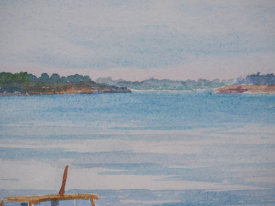 Salomon Alfred BOISECQ : Les petits bateaux de pêche, Aquarelle originale signée