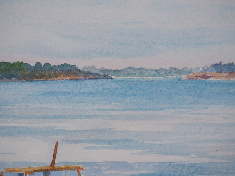 Salomon Alfred BOISECQ : Les petits bateaux de pêche, Aquarelle originale signée
