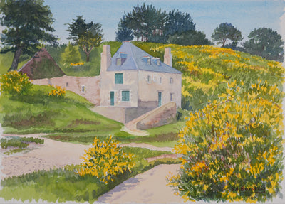 Salomon Alfred BOISECQ : La maison champêtre, Aquarelle originale signée