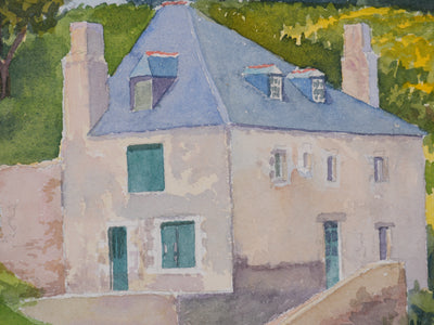 Salomon Alfred BOISECQ : La maison champêtre, Aquarelle originale signée