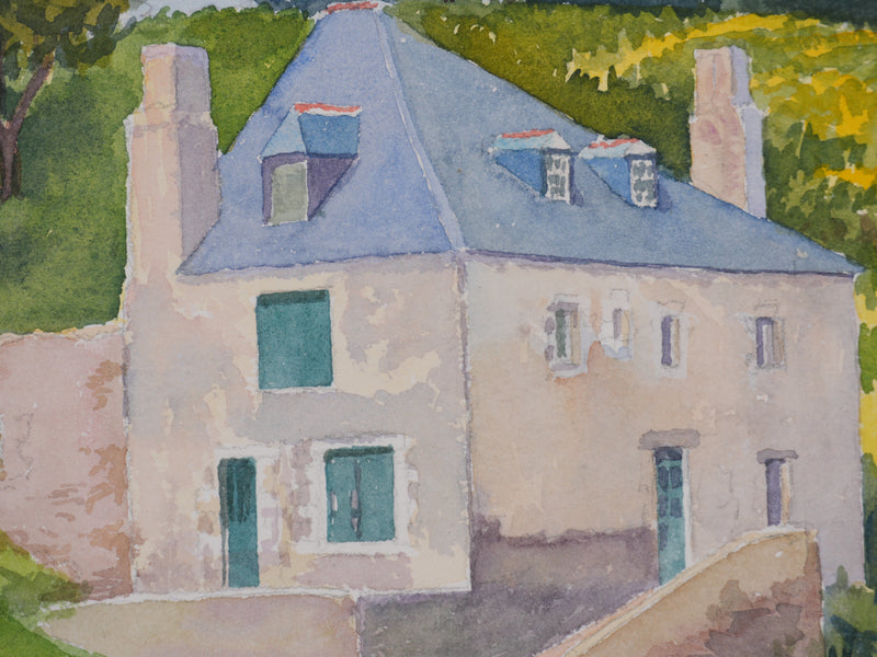 Salomon Alfred BOISECQ : La maison champêtre, Aquarelle originale signée