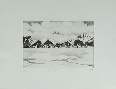 Camille COMBE : Arménie, le lac Sévan, Gravure originale signée