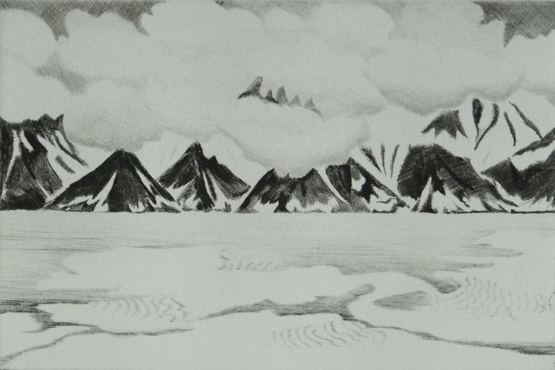 Camille COMBE : Arménie, le lac Sévan, Gravure originale signée