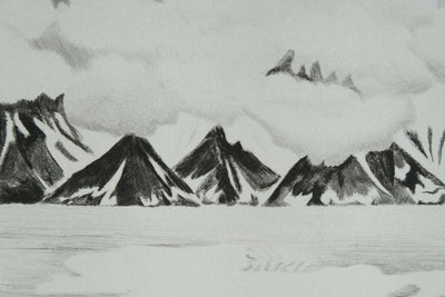 Camille COMBE : Arménie, le lac Sévan, Gravure originale signée