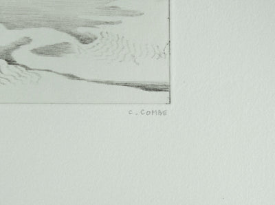 Camille COMBE : Arménie, le lac Sévan, Gravure originale signée