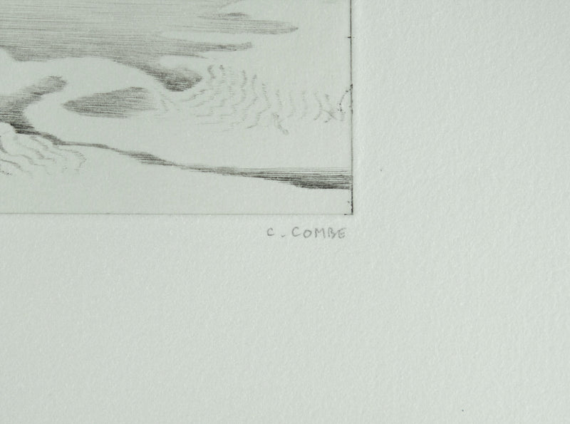 Camille COMBE : Arménie, le lac Sévan, Gravure originale signée