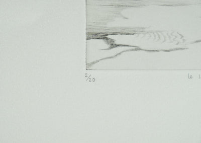 Camille COMBE : Arménie, le lac Sévan, Gravure originale signée