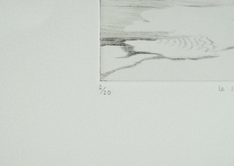 Camille COMBE : Arménie, le lac Sévan, Gravure originale signée